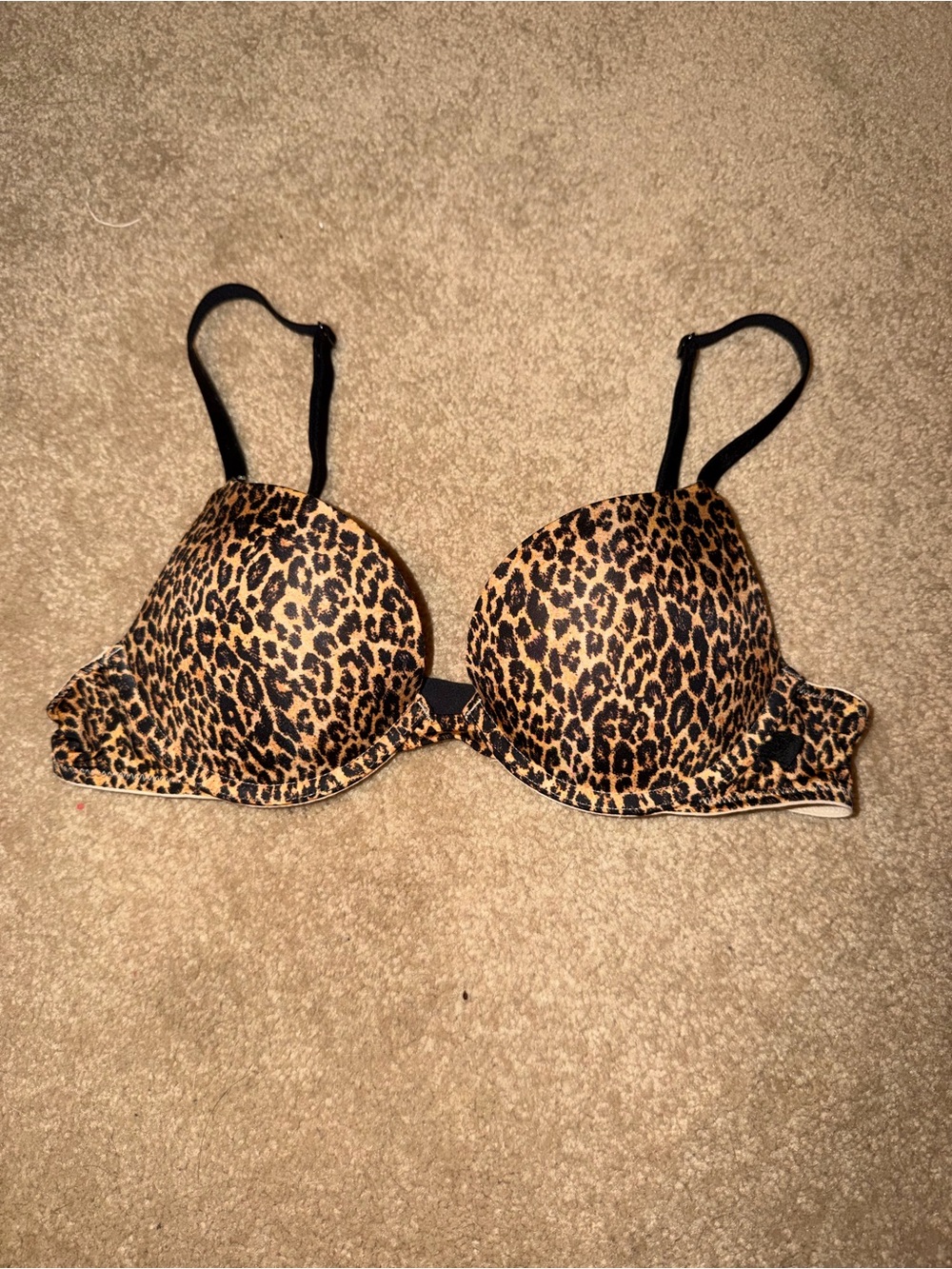 NWOT Victoria's Secret Leopard Print Push-Up Bra - Black & Tan